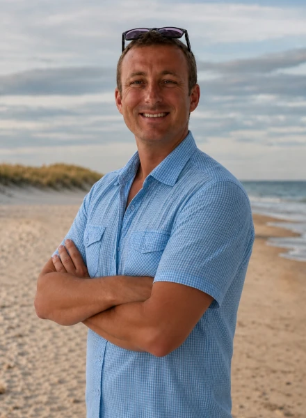 Justin, co-owner of Coastal Carolina Synthetic Turf, on Ocean Isle Beach